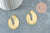 Pendentif laiton doré goutte évidée martelé, breloques laiton brut sans nickel pour création bijoux géométrique,42mm, X2 (G4679)