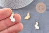 Pendentif lapin zamac doré émail blanc 17mm,pendentif doré pour création de bijoux,x 5 (G6101)