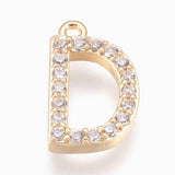 Pendentif lettre cristal blanc laiton doré 15mm, x1 (G2728)
