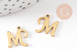 Pendentif lettre initiale M majuscule acier inoxydable 201 doré PVD 12mm, x1 (G9381)