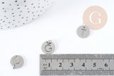 Pendentif lettre initiale acier 201 inoxydable platine sans nickel 12mm, x1 (G8969)