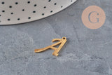 Pendentif lettre initiale acier inoxydable doré IP 20.5mm, x1 (G11375)