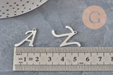 Pendentif lettre initiale acier inoxydable platine 20.5mm, x1 (G11374)
