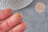 Pendentif lettre initiale stylisé acier inoxydable doré IP 12.5mm, x1 (G11372)