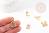 Pendentif lettre zamac doré 18k,pendentif initiale lettre mot prenom,20.5mm, x1 (G5256)