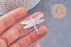Pendentif libellule argentée, pendentif bijoux, libellule argent,2.7cm, x1 (G0745)