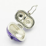 Pendentif locket coeur argenté émaillé, bijoux de grossesse, création bijoux argenté, 17.5mm, x1 G5513
