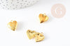 Pendentif locket cœur medaillon doré, médaillon Vintage, création collier, pendentif amour doré,15.6mm, x2 G5294