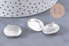 Pendentif locket medaillon zamac argenté 20mm, pendentif locket pour création bijou souvenir x2 (G1514)