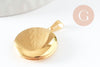 Pendentif locket rond acier 316 inoxydable doré IP 18K 23mm, x1 (G9461)