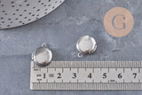 Pendentif locket rond acier 316 inoxydable platine 16mm, x1 (G10985)