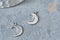 Pendentif lune acier 201 inoxydable argenté 15.5mm, création bijoux acier inoxydable x5 G7619
