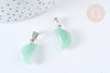 Pendentif lune aventurine verte naturelle support laiton argenté 29mm, pendentif lune bijou pierre naturelle, x1 (G7930)