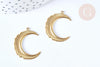 Pendentif lune étoiles laiton brut 27mm, fournitures bijoux laiton brut, x2 (G6915)