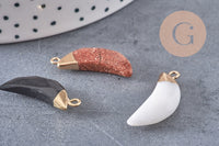 Pendentif lune jade howlite laiton doré 26mm, x1 (G1450)