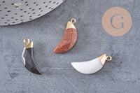 Pendentif lune jade howlite laiton doré 26mm, x1 (G1450)
