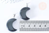 Pendentif lune obsidienne noire naturelle support laiton argenté 29mm, x1 (G6996)
