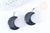 Pendentif lune obsidienne noire naturelle support laiton argenté 29mm, x1 (G6996)