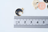 Pendentif lune zamac doré émail noir 16mm,pendentif doré pour création de bijoux, x5 (G6087)
