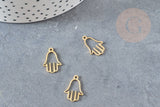 Pendentif main hamsa acier 201 inoxydable doré 17mm, création bijoux chance , x1 G5734