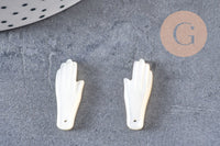 Pendentif main nacre blanche naturelle 21.5mm, x1 (G3937)