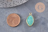 Pendentif marquise amazonite naturelle laiton doré 22mm, x1 (G10980)