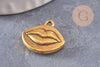 Pendentif médaille bouche ZAMAC doré,1.8cm, x 5 (G0630)