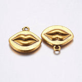 Pendentif médaille bouche ZAMAC doré,1.8cm, x 5 (G0630)