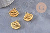 Pendentif médaille bouche ZAMAC doré,1.8cm, x 5 (G0630)
