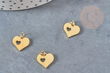Pendentif médaille coeur acier 304 inoxydable doré 12mm, x1 (G2993)