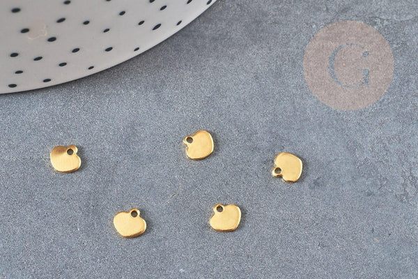 Pendentif médaille coeur acier doré, pendentif doré,sans nickel,acier doré,médaille or,6mm, x20 G0344