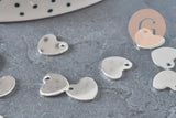 Colgante de medalla con forma de corazón de acero inoxidable plateado 10.5mm, x10 (G11347)