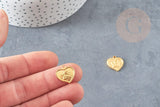 Pendentif médaille coeur ange acier 304 inoxydable doré 15mm, pendentif doré baptême x1 G4846