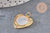 Pendentif médaille coeur nacre naturelle laiton doré 23mm sans nickel, x1 (G8838)
