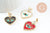 Pendentif médaille coeur oeil émail rouge laiton doré 18K et cristal zircon,pendentif laiton amour pour création bijoux,30.5mm, x1 (G7813)