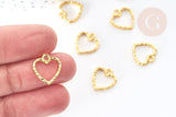 Pendentif médaille coeur zamac doré 14mm, pendentif doré sans nickel pour la création bijoux,médaille or, x1 G8180
