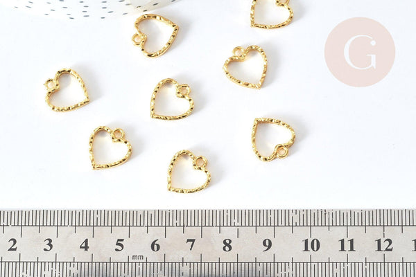 Pendentif médaille coeur zamac doré 14mm, pendentif doré sans nickel pour la création bijoux,médaille or, x1 G8180