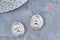 Pendentif médaille étoile ovale laiton platine 24mm, argenté sans nickel, création bijoux, x1 G8432