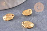 Pendentif médaille goutte texturée zamac doré 11mm, x10 (G0685)