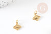 Pendentif médaille losange oeil laiton doré 18K texturé, un pendentif doré sans nickel pour la création,médaille or,10mm, x1 (G4672)
