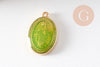 Pendentif médaille ovale Vierge Marie acier 304 inoxydable doré émaillée 13mm x1 ou x5 (10759)