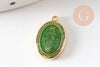 Pendentif médaille ovale Vierge Marie acier 304 inoxydable doré émaillée 13mm x1 ou x5 (10759)