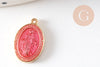 Pendentif médaille ovale Vierge Marie acier 304 inoxydable doré émaillée 13mm x1 ou x5 (10759)