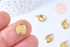 Pendentif médaille ovale Vierge Marie laiton brut 11mm, pendentif religion notre dame madonne, les 2-G6550