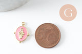 Pendentif médaille ovale Vierge Marie laiton doré émail pastel 18.5mm x1 (G2940)