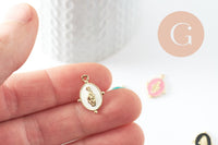 Pendentif médaille ovale Vierge Marie laiton doré émail pastel 18.5mm x1 (G2940)