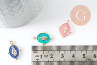Pendentif médaille ovale Vierge Marie laiton doré émail pastel 18.5mm x1 (G2940)