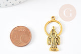 Pendentif médaille ovale Vierge Marie zamac doré 36mm, x1 (G1245)