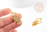 Pendentif médaille ovale Vierge Marie zamac doré 36mm, x1 (G1245)