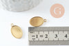 Pendentif médaille ovale support cabochon acier 304 inoxydable doré IP 14x10mm, x2 (G9814)